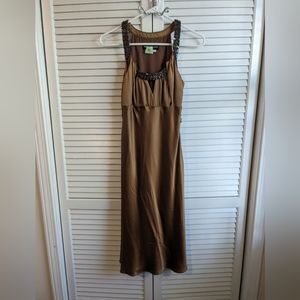 Bronze silk cocktail dress